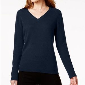 Charter Club Cashmere Blue V-neck Sweater